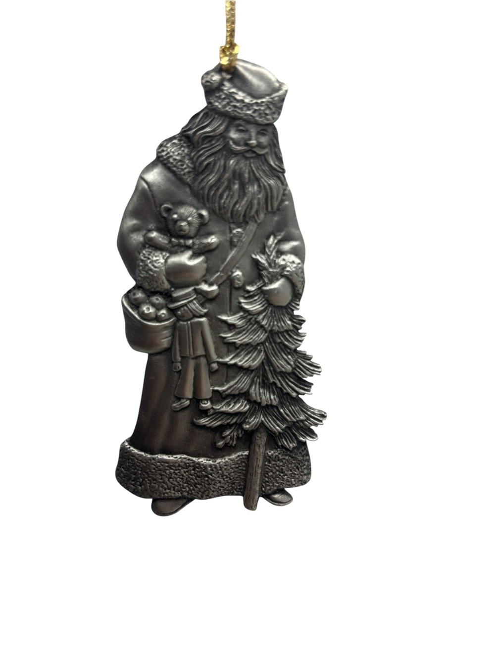 Vintage 1993 Avon Pewter Father Christmas Ornament Boxed Old World Santa
